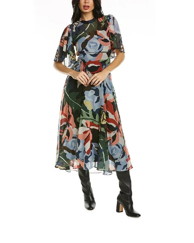 Sustainable Women's Clothes Rebecca Taylor Botanical Garden Silk-Blend Midi Dress