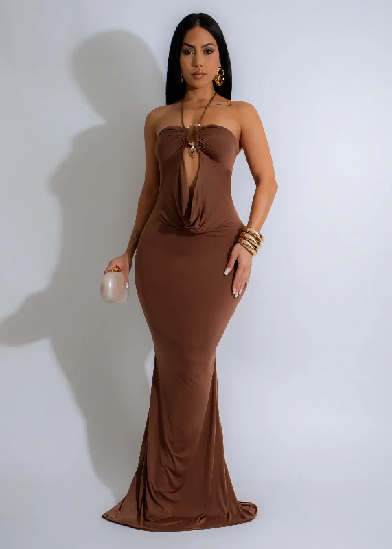 Affordable Women's Attire Siren’s Embrace Maxi Dress Brown