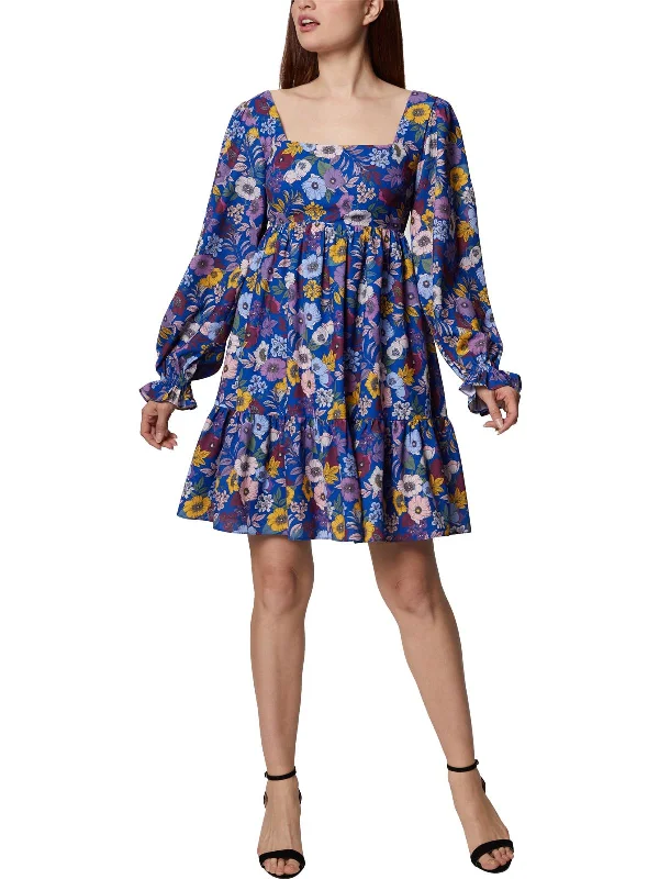 Women's Layered Outfit Womens Floral Print Knee Length Fit & Flare Dress