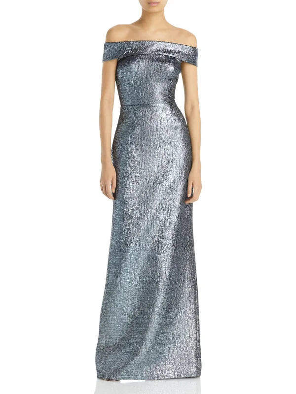 Sustainable Women's Apparel Womens Metallic Long Evening Dress