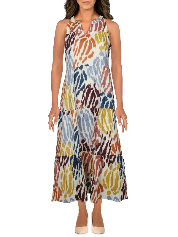 Women's Activewear Apparel Womens Printed Halter Midi Dress