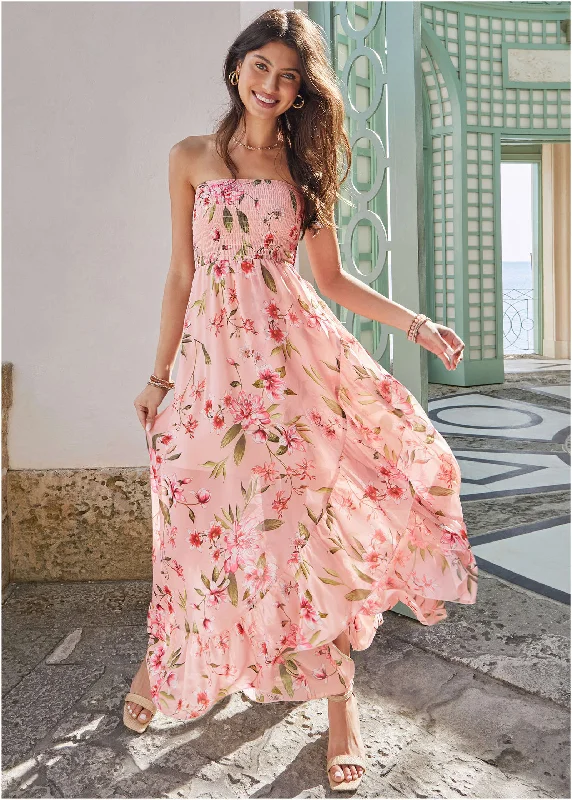 Women's Seasonal Apparel Strapless Smocked Maxi - Ethereal Floral